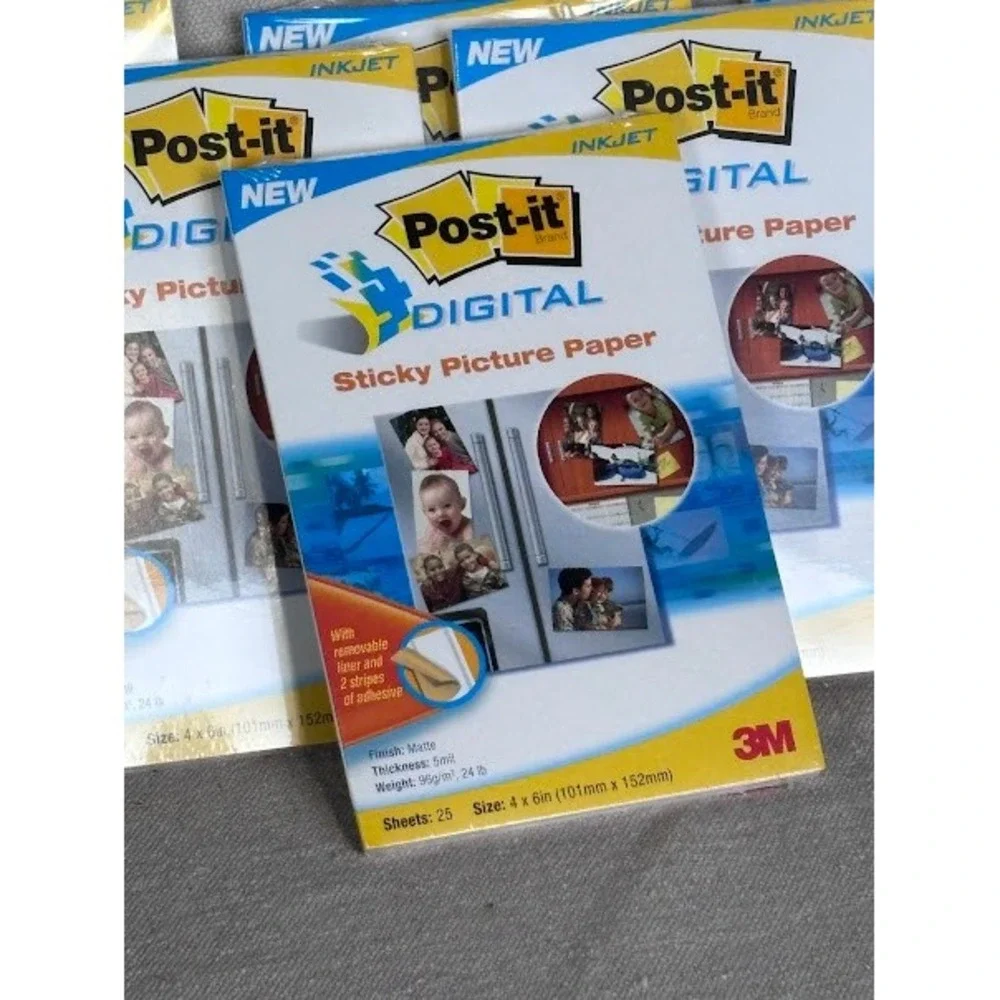 Post-it Digital Sticky Picture Paper 4x6 Inkjet Printer - 25 Sheets -‎ Lot of 6